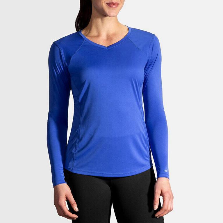 Brooks Stealth Israel - Women's Long Sleeve Running Shirt - Blue (26853-LWYE)